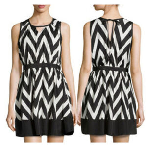 Neiman Marcus Chevron Cut Out Black and White Dress XS